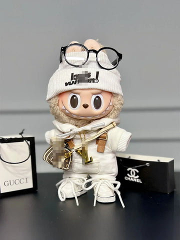 LABUBU Clothes LV White Chic Overalls Outfit